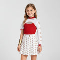 Kids Halloween Costumes Anime Cosplay Set with Red High-Neck Top Pleated Skirt and Wig