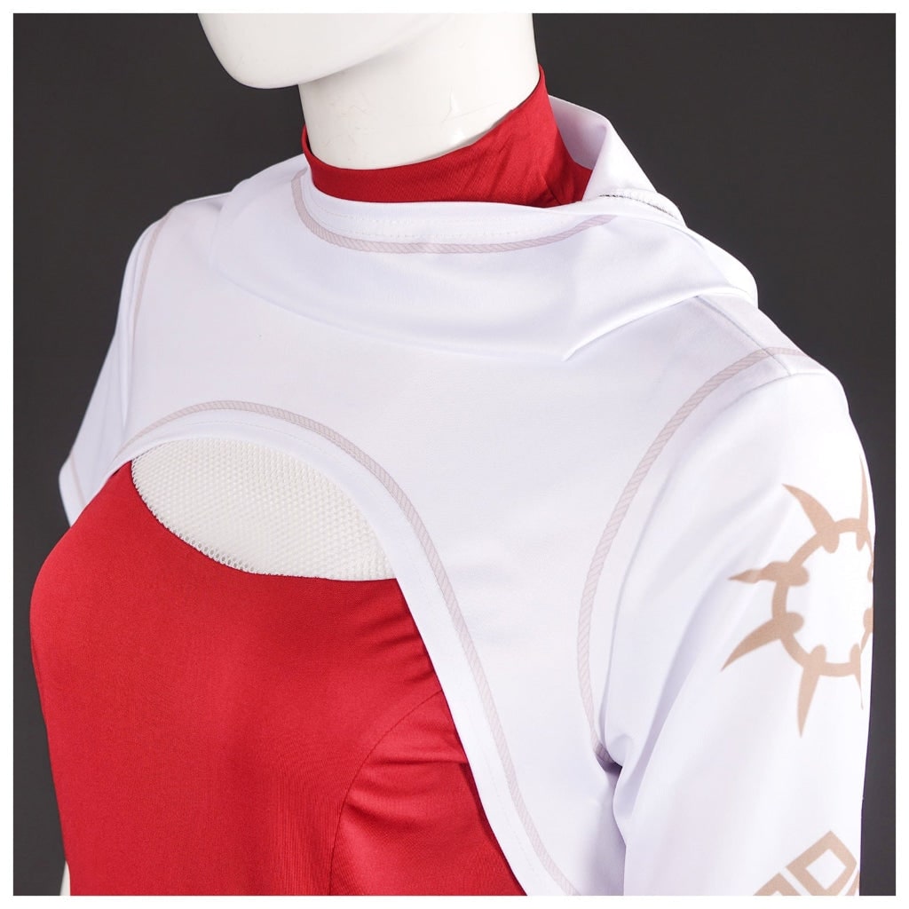 Kids Halloween Costumes Anime Cosplay Set with Red High-Neck Top Pleated Skirt and Wig