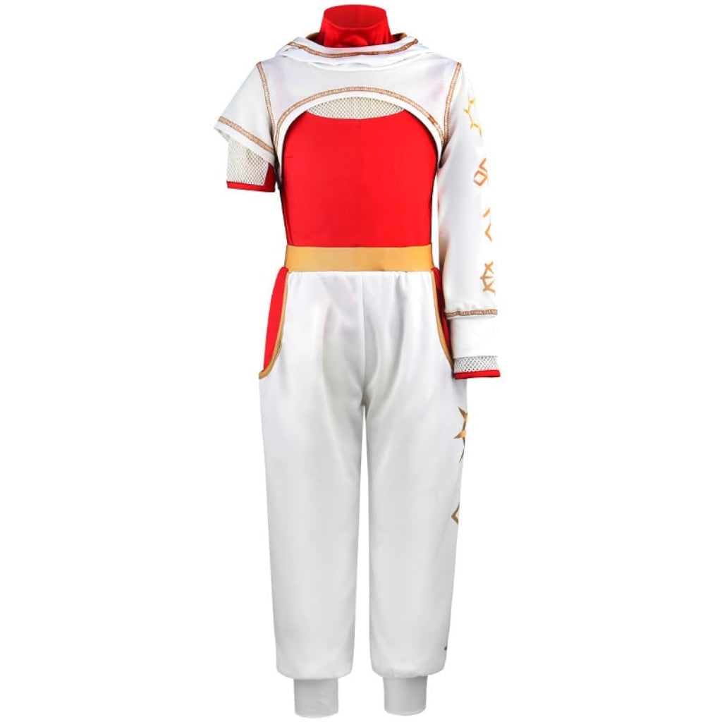 Kids Halloween Costumes Cosplay Jumpsuit with Blonde Wig Gold Wrist Cuff and Jogger Trousers