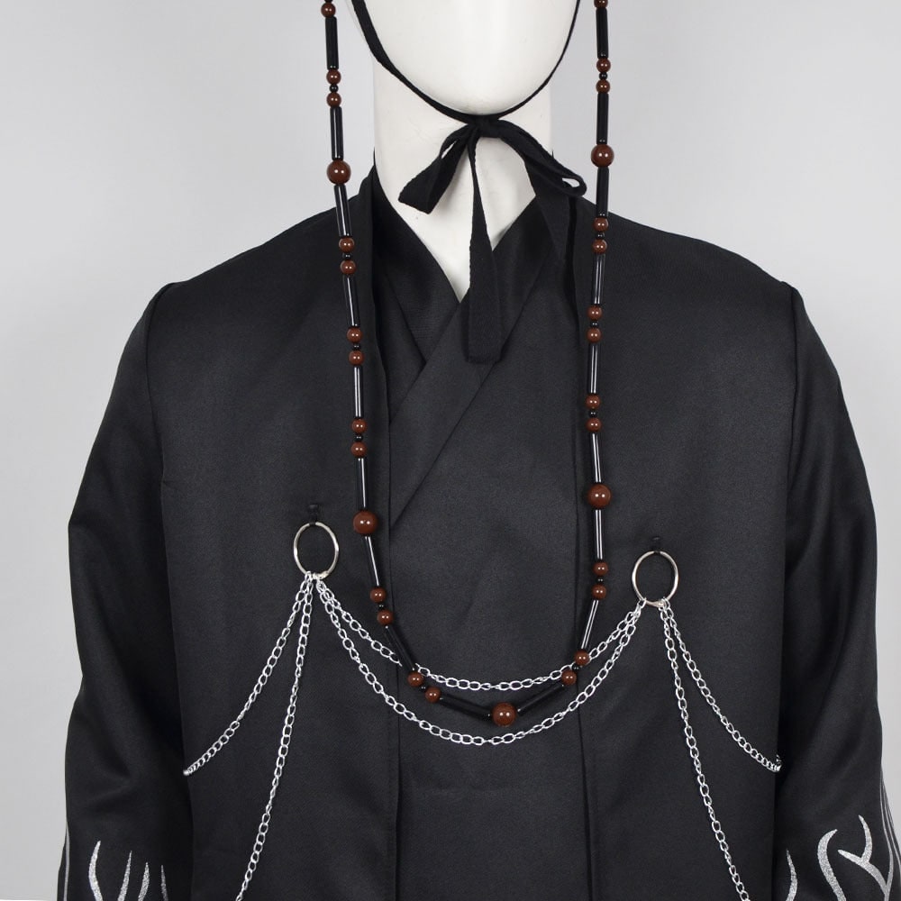 Kids Halloween Costumes Korean Hanbok Cosplay Set with Hat and Silver Chain Detail