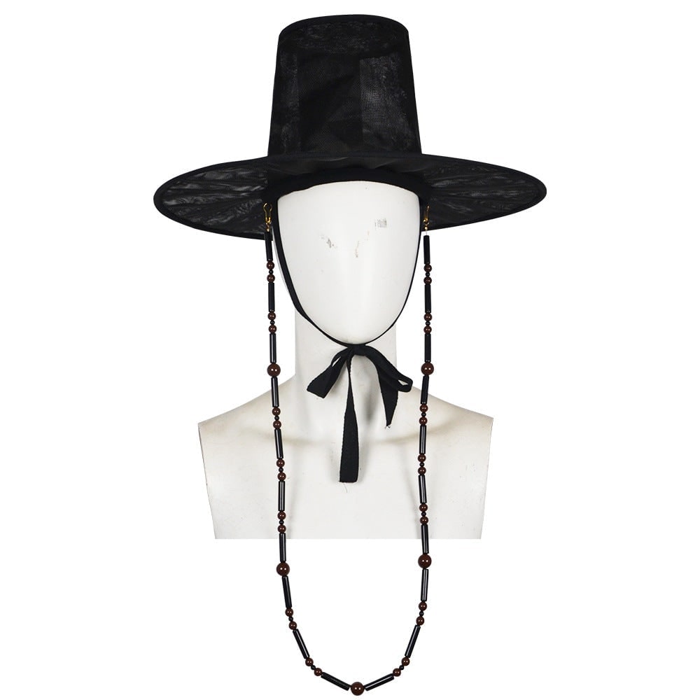 Kids Halloween Costumes Korean Hanbok Cosplay Set with Hat and Silver Chain Detail