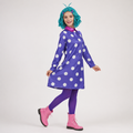 Polka Dot Character Dress with Matching Tights and Contrast Collar Trim