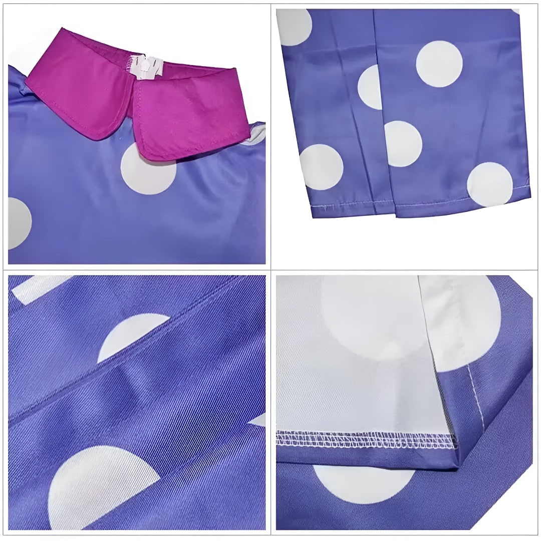 Polka Dot Character Dress with Matching Tights and Contrast Collar Trim