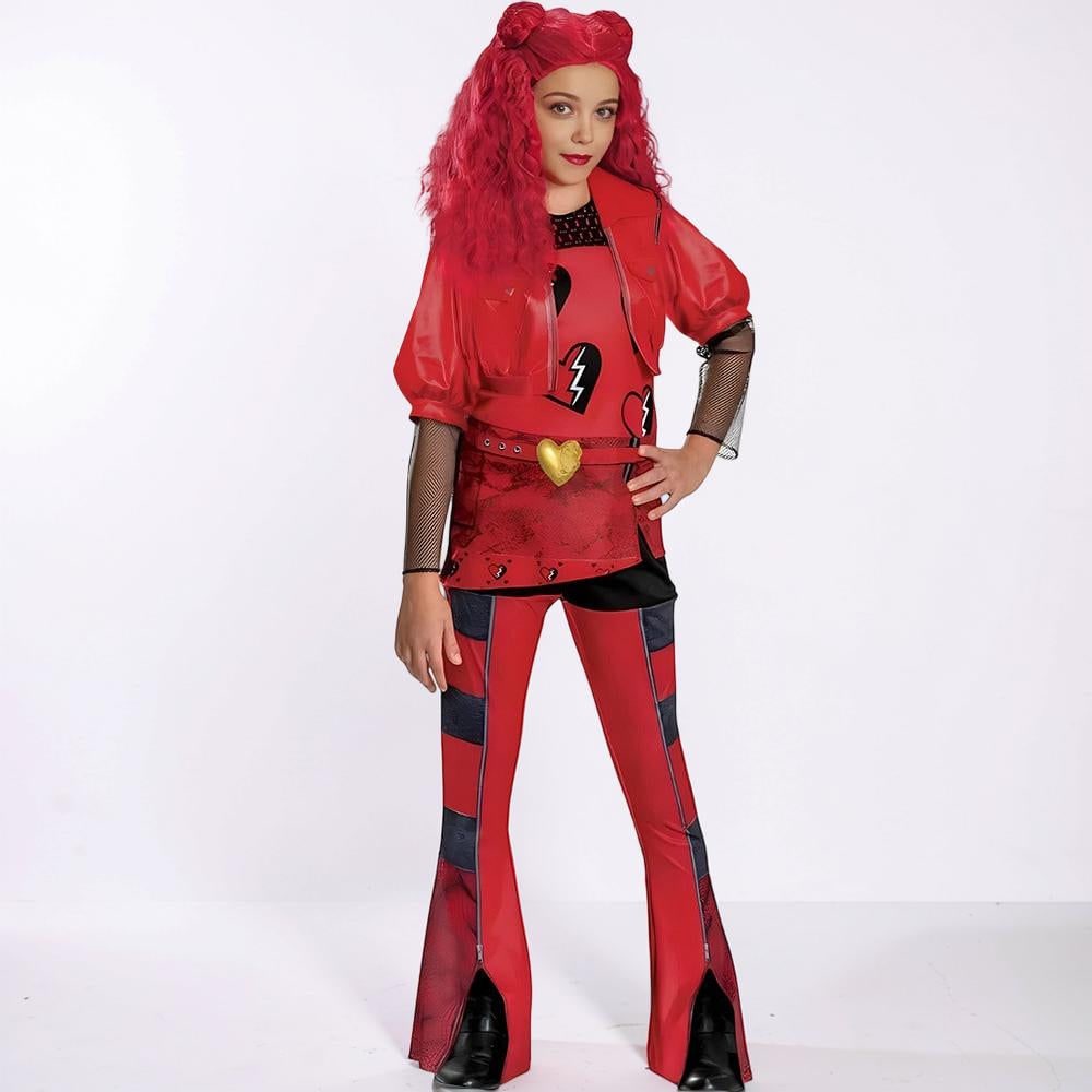 Kids Halloween Costumes Set with Faux Leather Jacket Puffed Sleeves and Studded Gloves