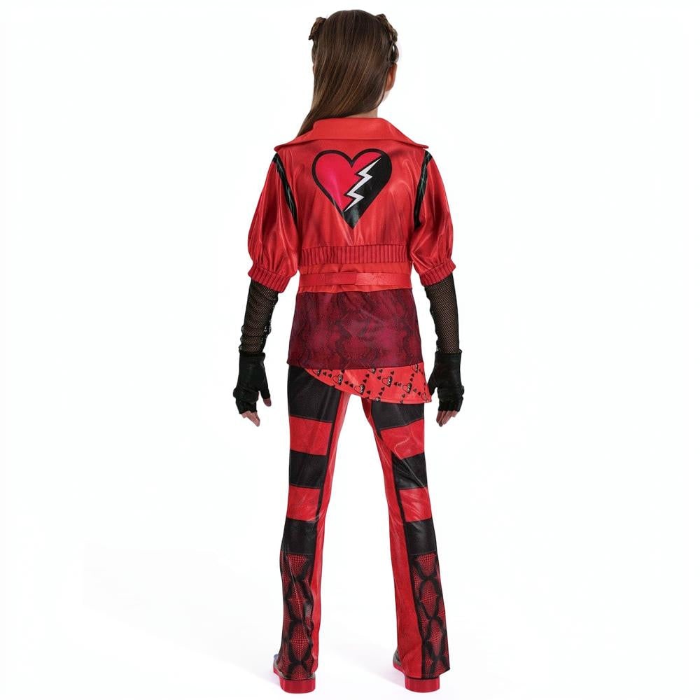 Kids Halloween Costumes Set with Faux Leather Jacket Puffed Sleeves and Studded Gloves