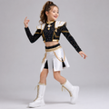 Cosplay Wigs and Stage Costume Set with Sequined Crop Top Pleated Skirt and Shoulder Armour