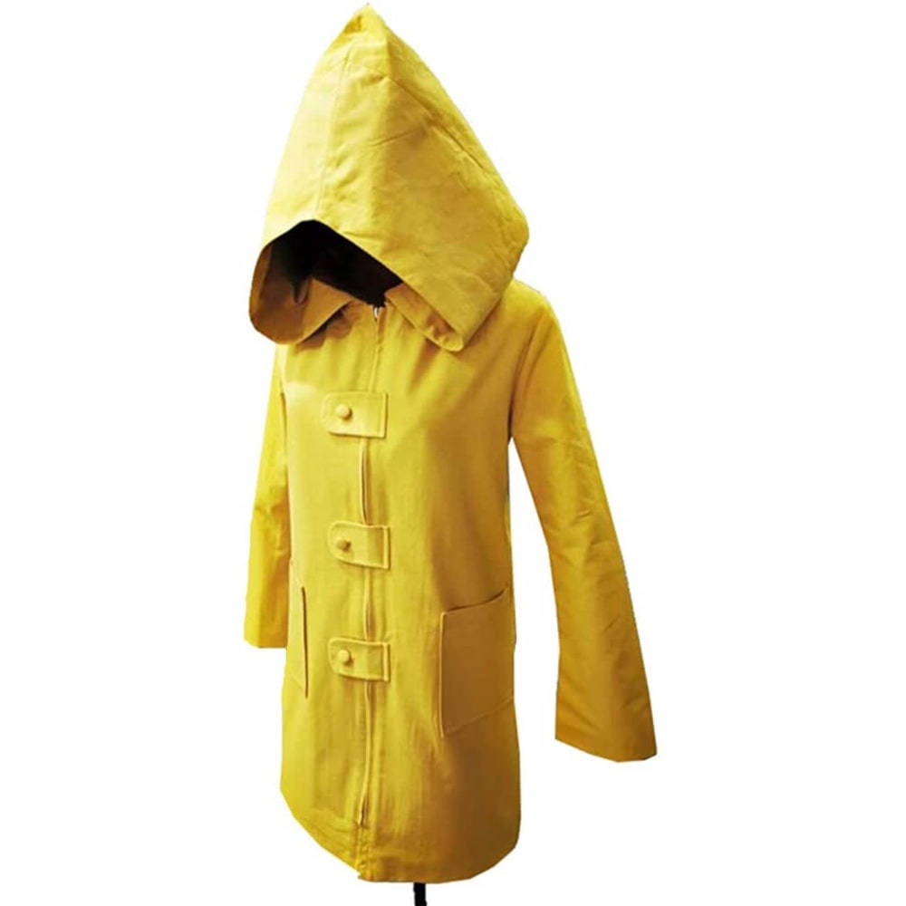 Kids Halloween Costumes Yellow Hooded Raincoat Jacket with Front Zip for Dress Up