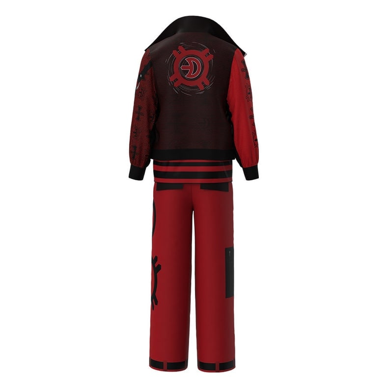 Vampire Costume Three Piece Set with High Collar Jacket and Striped Crew Tee