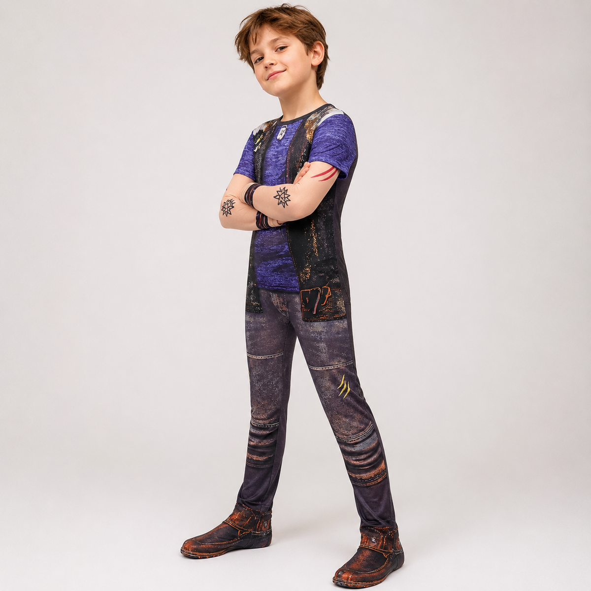Kids Witch Character Costume with All Over Printed Design and Ribbed Cuffs