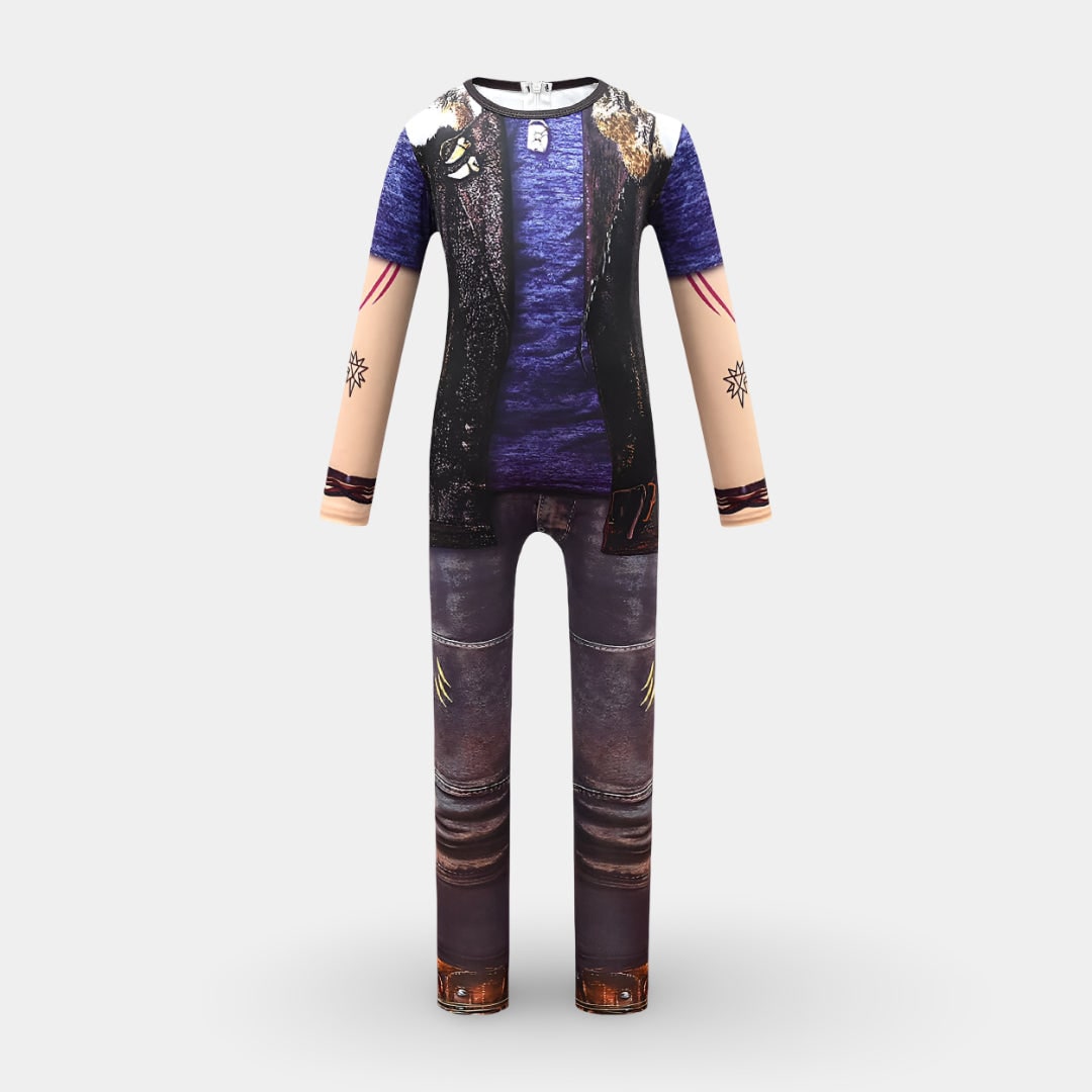 Kids Witch Character Costume with All Over Printed Design and Ribbed Cuffs