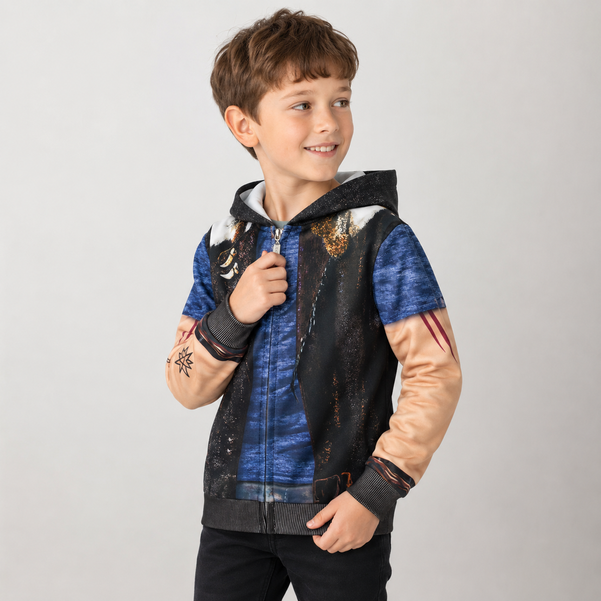 Kids Witch Character Costume with All Over Printed Design and Ribbed Cuffs