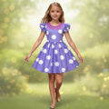 Kids Halloween Costumes Princess Dress with Polka Dot Print Flutter Sleeves Ages 3-10