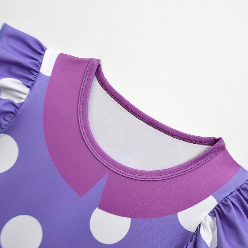 Kids Halloween Costumes Princess Dress with Polka Dot Print Flutter Sleeves Ages 3-10