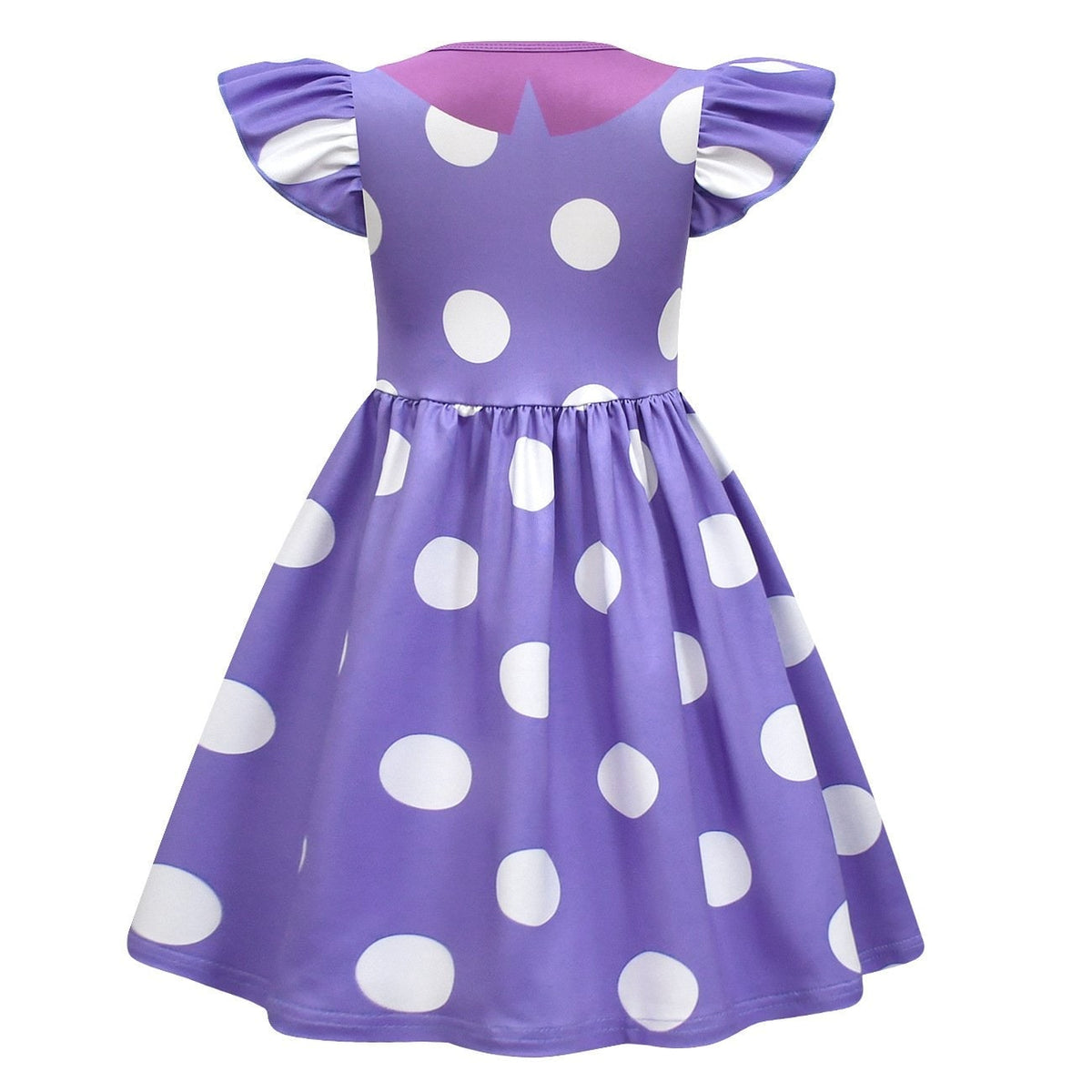 Kids Halloween Costume Dress with Polka Dot Print and Ruffled Cap Sleeves