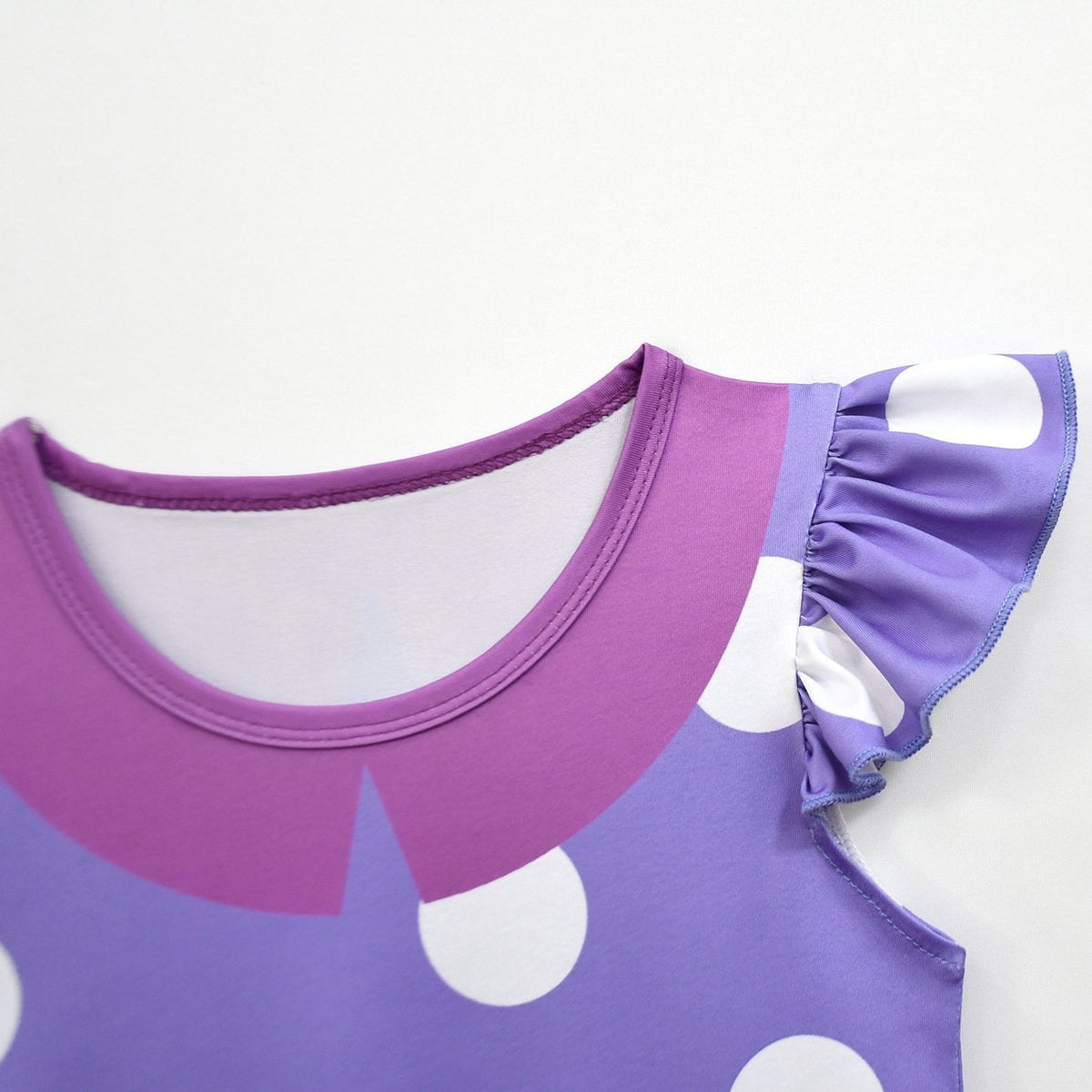 Kids Halloween Costume Dress with Polka Dot Print and Ruffled Cap Sleeves
