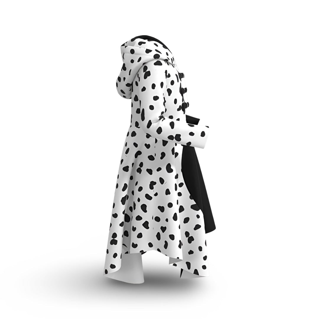 Spotted Split Design Halloween Dress with Attached Hood and Front Zip