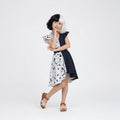 Spotted Dalmatian Costume Dress with Ruffled Cap Sleeves and High Low Hem