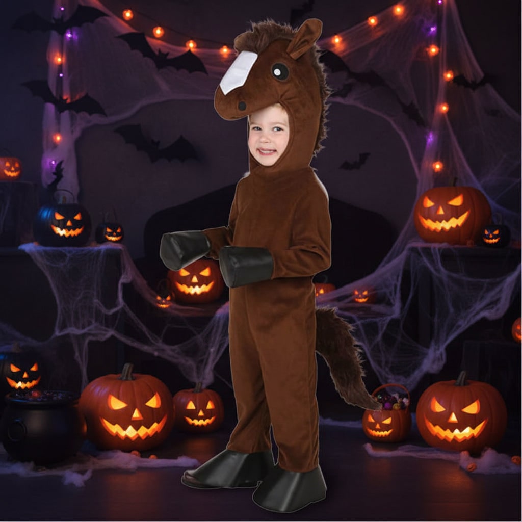 Kids Halloween Costumes Animal Dress Up Set with Plush Sherpa Hood Mittens and Shoe Covers