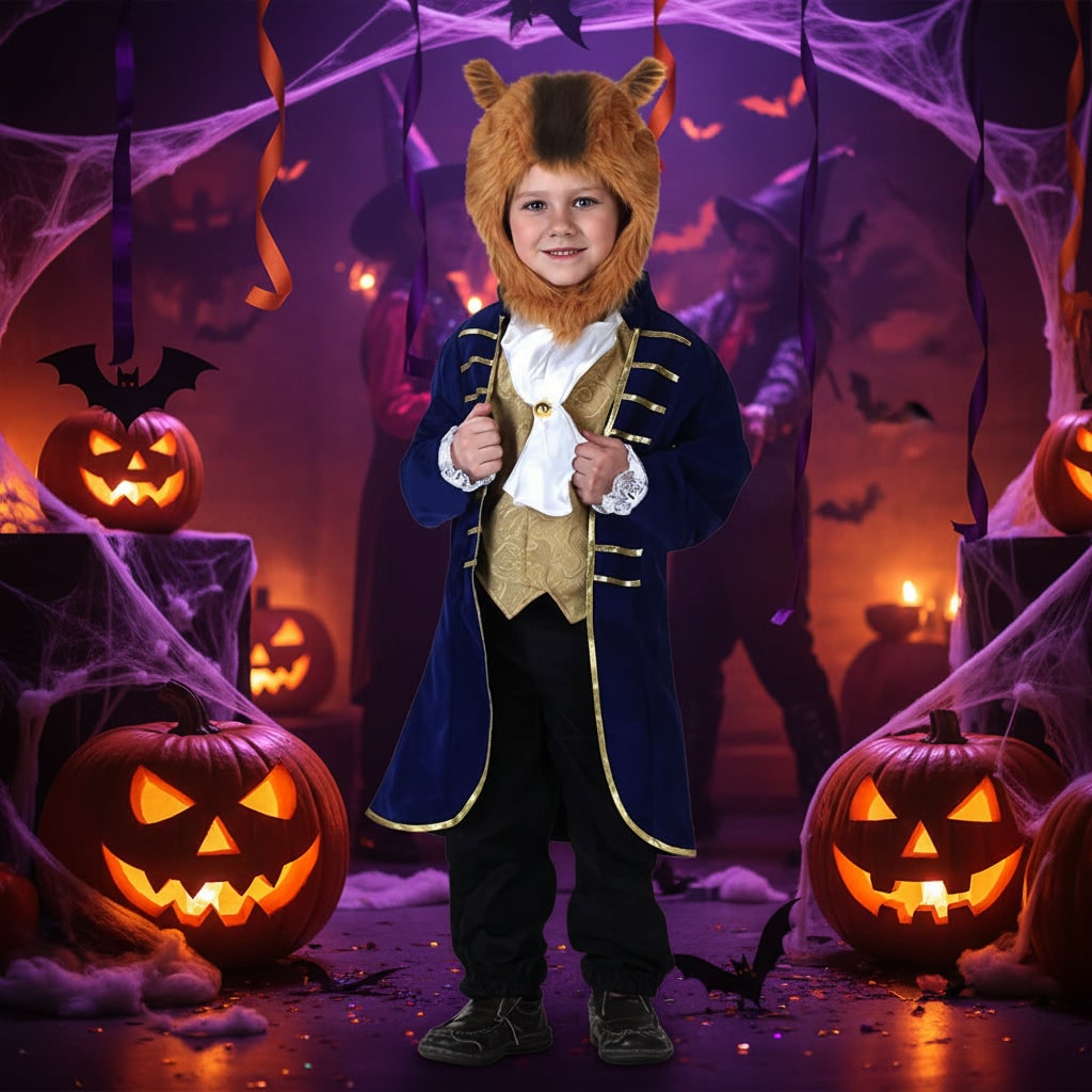 Kids Halloween Costumes Animal Dress Up Set with Plush Sherpa Hood Mittens and Shoe Covers