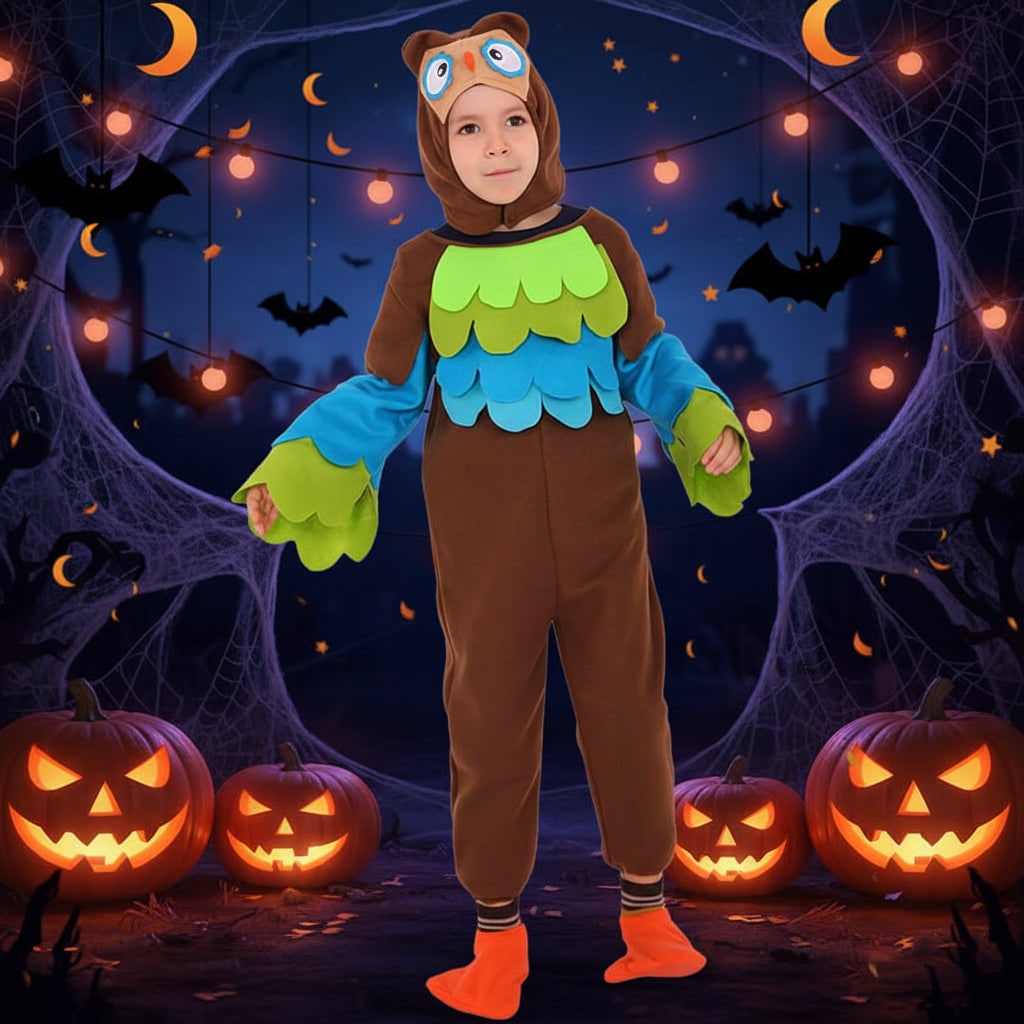 Kids Halloween Costumes Animal Dress Up Set with Plush Sherpa Hood Mittens and Shoe Covers