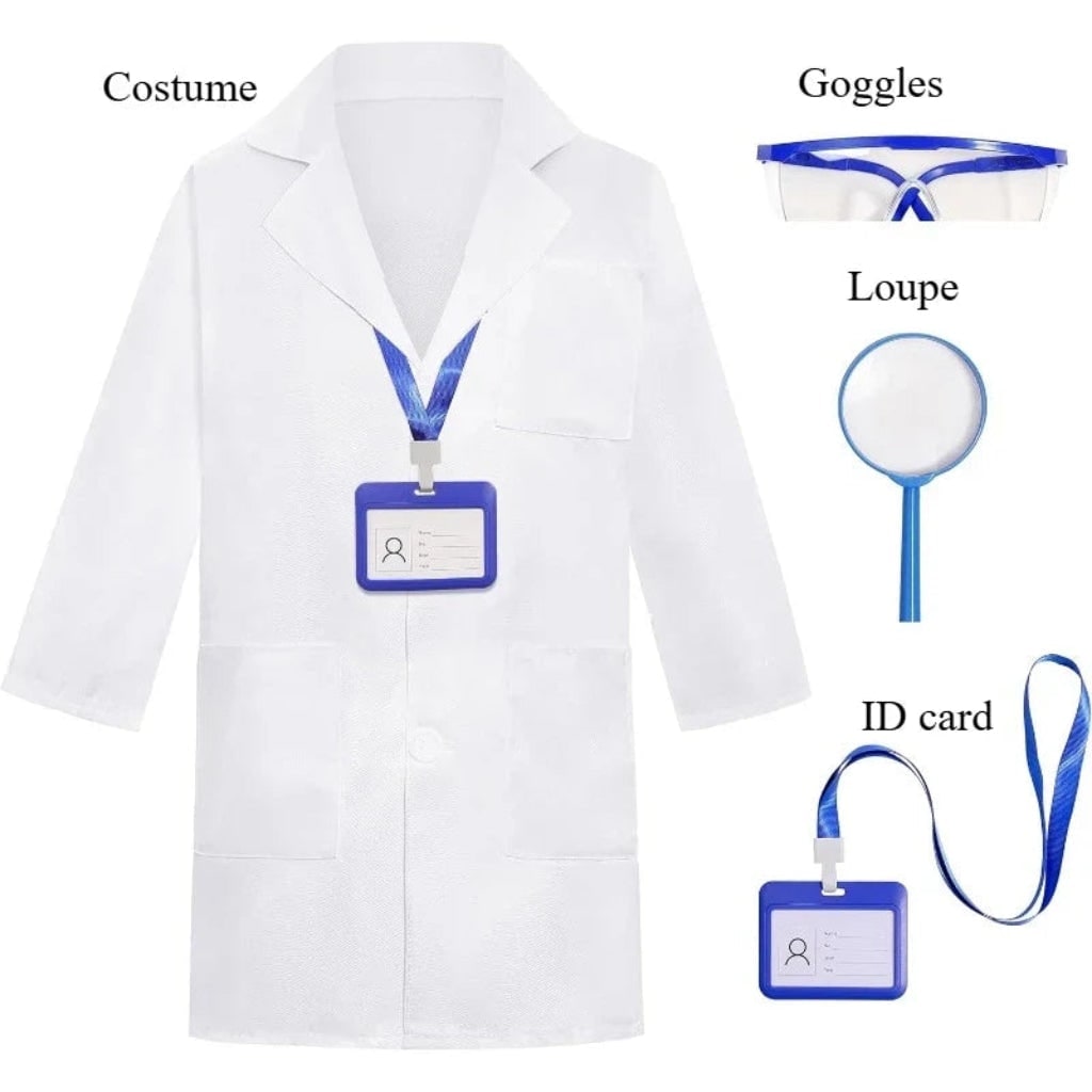 Kids Halloween Doctor Costume Set with White Lab Coat and Roleplay Accessories
