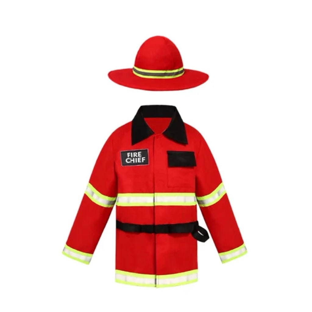 Kids Firefighter Costume with Reflective Stripes and Matching Hat for Dress Up