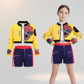Kids Halloween Costumes for Girls Hip Hop Dance Set with Cropped Bomber Jacket and Skirt