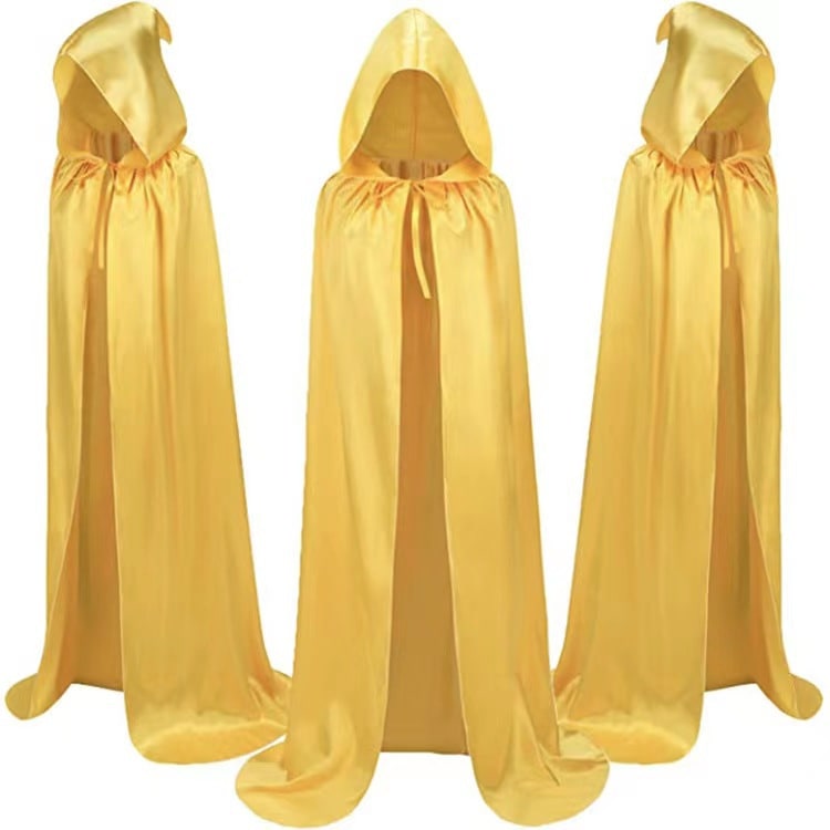 Kids Halloween Costumes Satin Cloak with Pointed Hood and Ribbon Tie for Dress Up Party