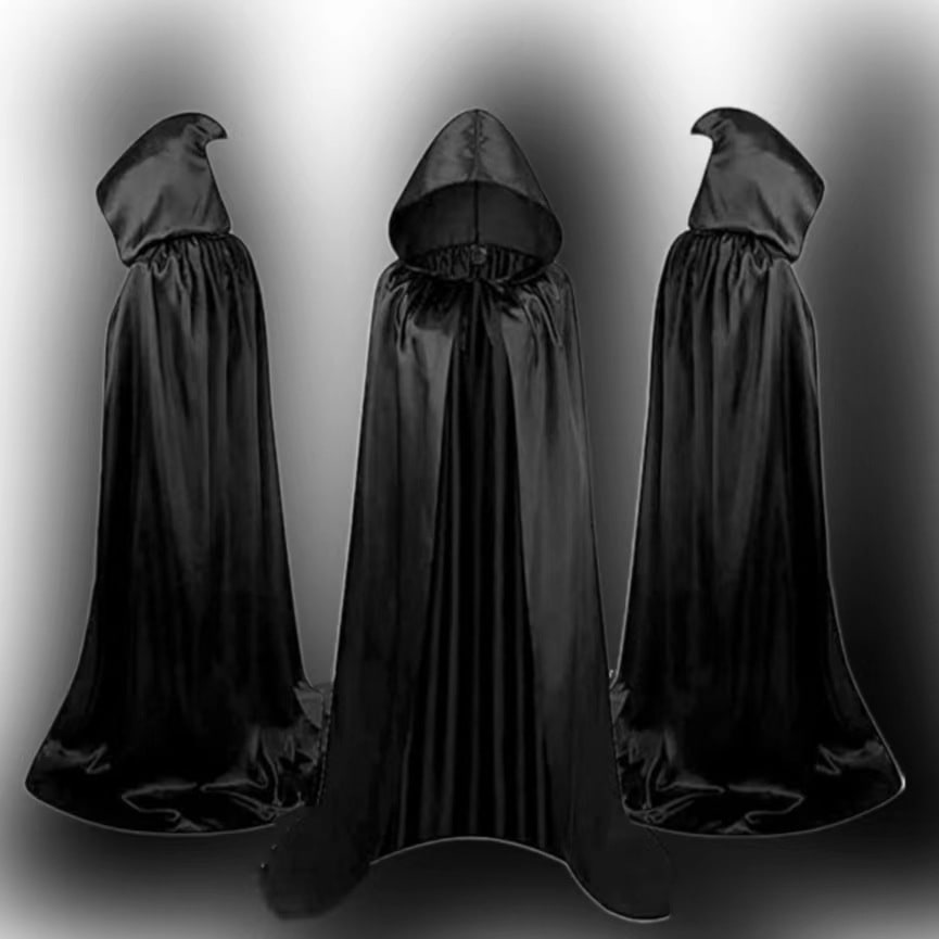 Kids Halloween Costumes Satin Cloak with Pointed Hood and Ribbon Tie for Dress Up Party