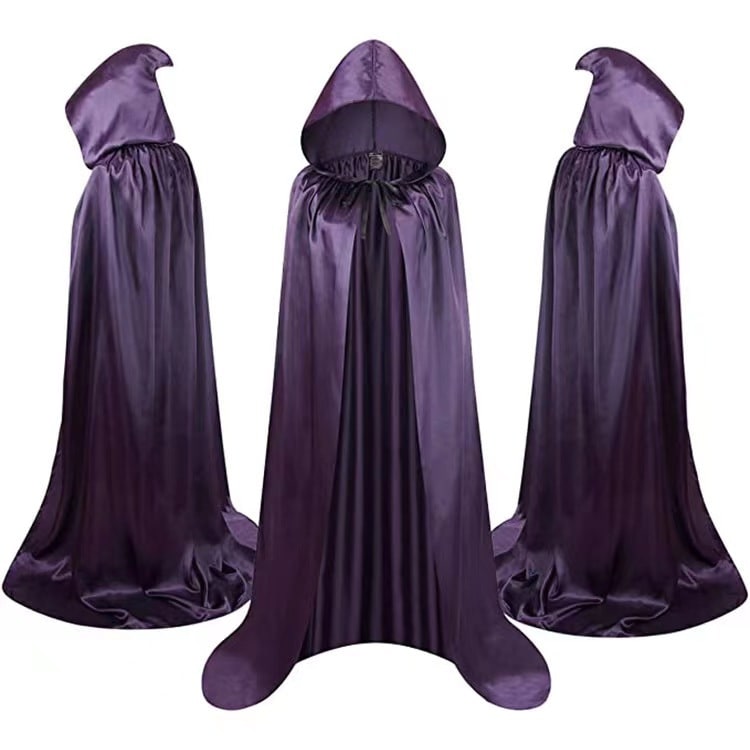 Kids Halloween Costumes Satin Cloak with Pointed Hood and Ribbon Tie for Dress Up Party