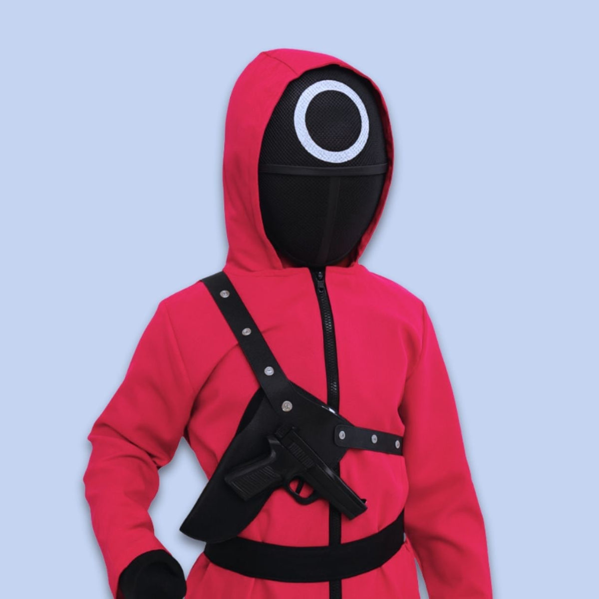 Halloween Costume and Mesh Mask for Kids Hooded Jumpsuit with Gloves Belt Trick or Treat
