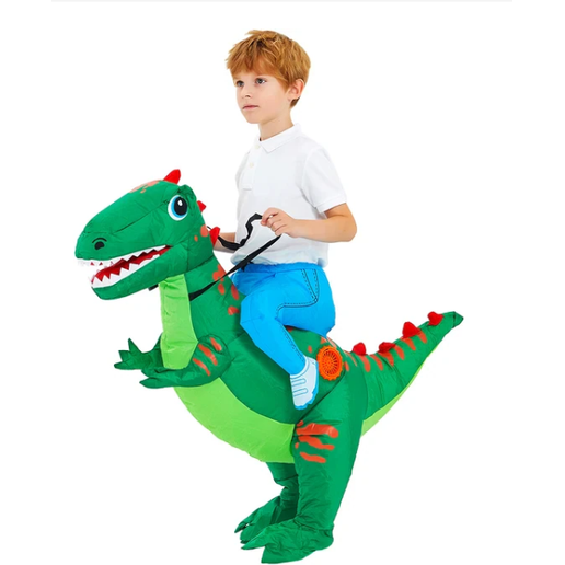 Inflatable Dinosaur Costume Ride On Blow Up Suit with Built In Fan and Reins