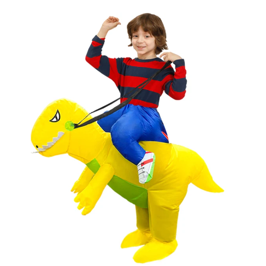 Inflatable Dinosaur Costume Ride On Blow Up Suit with Built In Fan and Reins