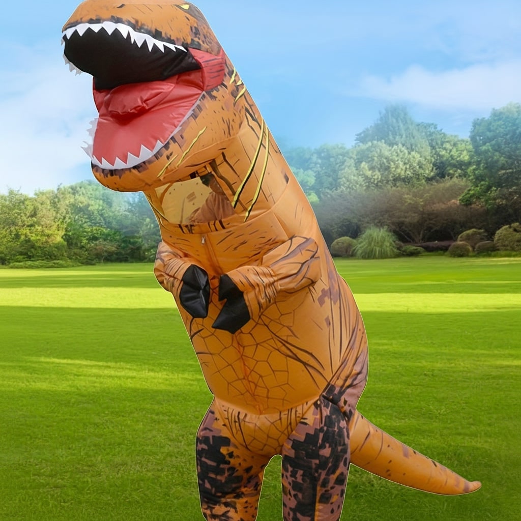 Inflatable Dinosaur Costume for Kids with Built-In Fan and Crackle Print Design