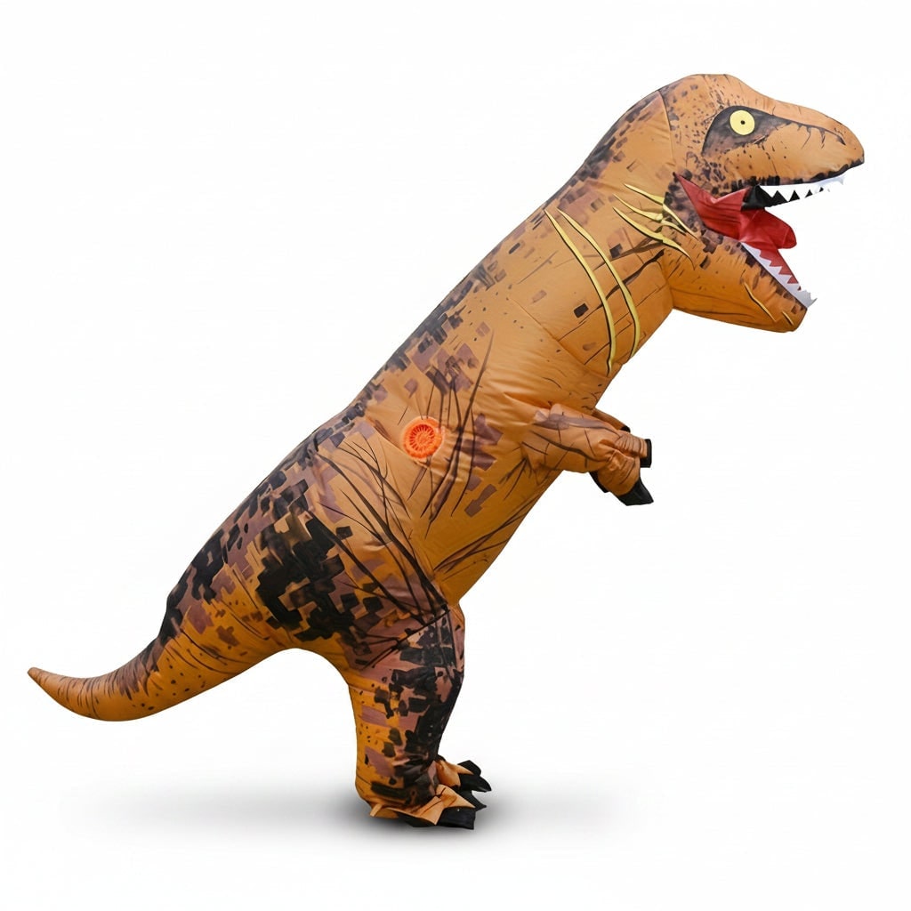 Inflatable Dinosaur Costume for Kids with Built-In Fan and Crackle Print Design