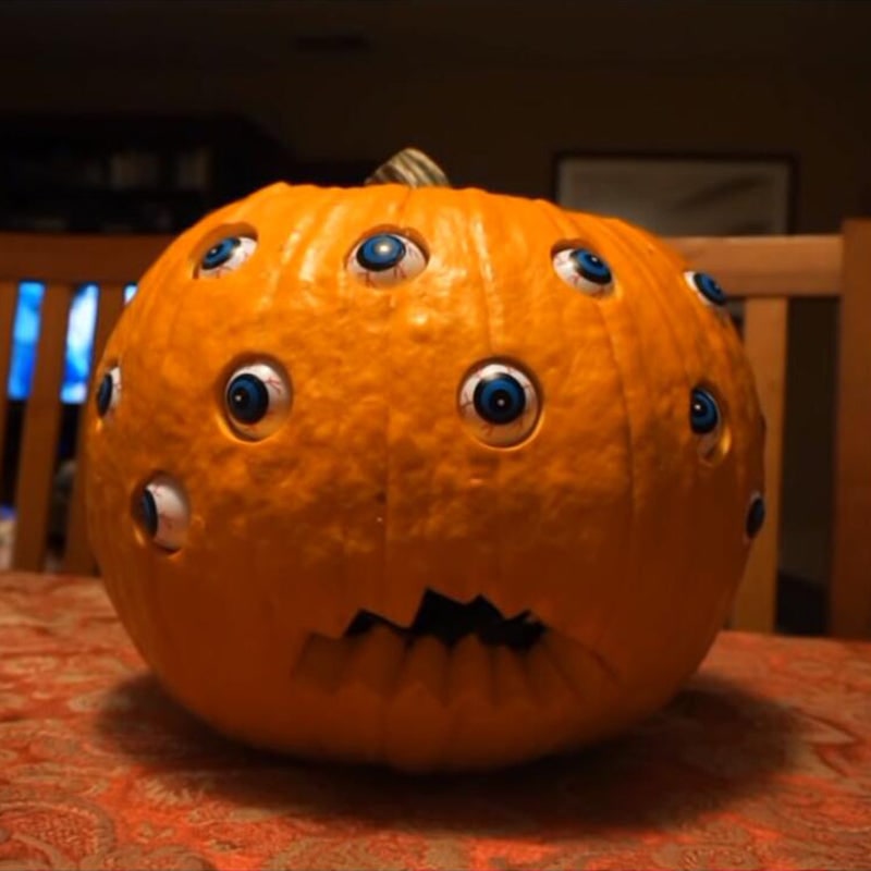 Animatronic Jack O Lantern Pumpkin Prop with Moving Eyes for Spooky Displays