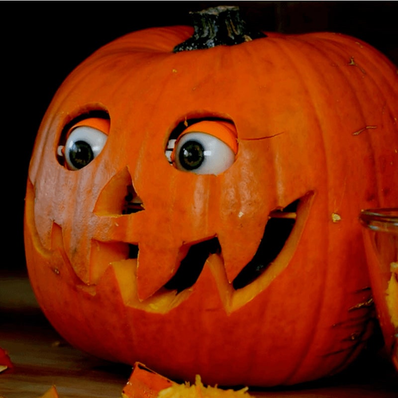 Animatronic Jack O Lantern Pumpkin Prop with Moving Eyes for Spooky Displays