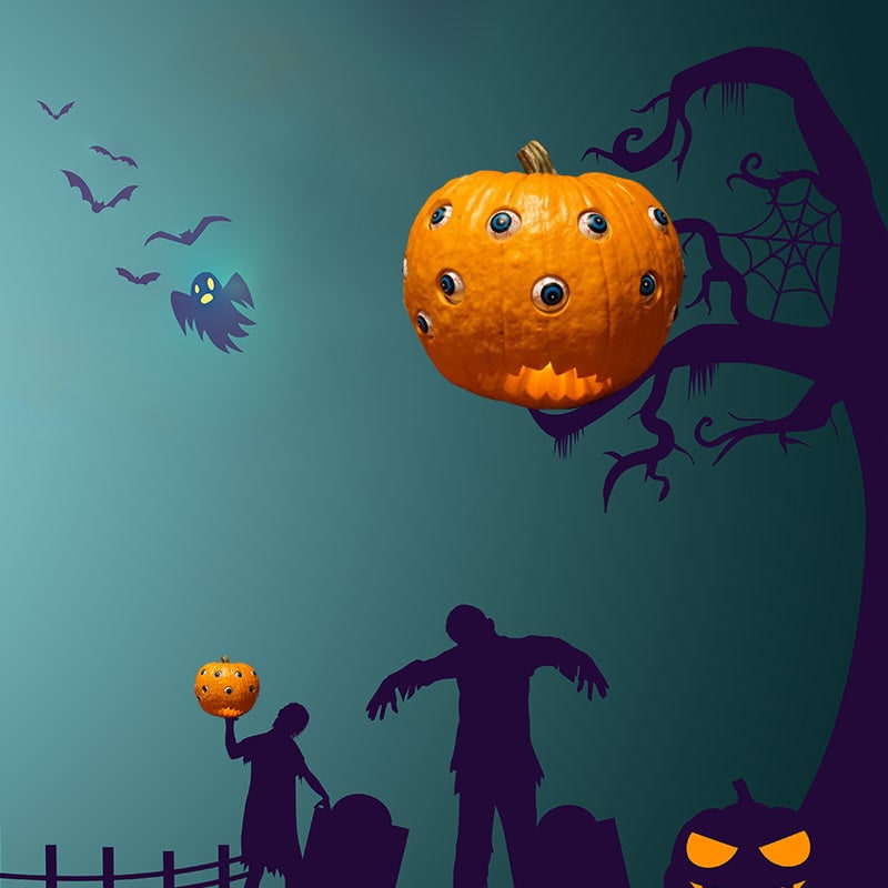 Animatronic Jack O Lantern Pumpkin Prop with Moving Eyes for Spooky Displays