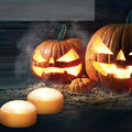 Flameless Halloween Candles with Pumpkin Faces and Remote Controlled LED Tea Lights