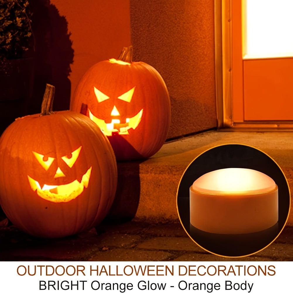 Flameless Halloween Candles with Pumpkin Faces and Remote Controlled LED Tea Lights