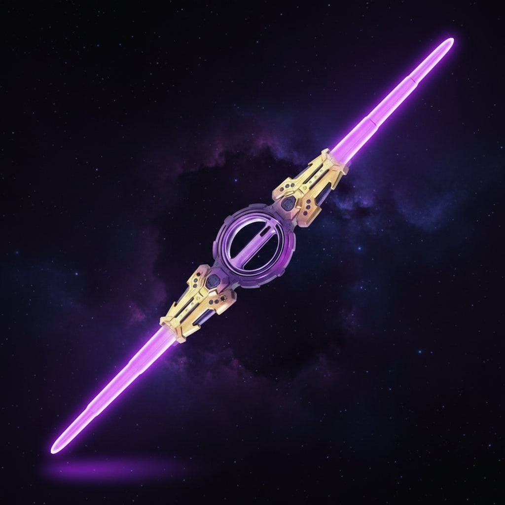 Light Up Toy Sword with Retractable Double Blades and Glowing LED Sci-Fi Hilt