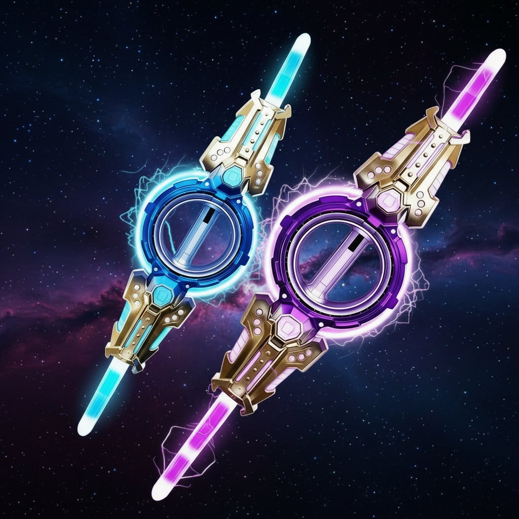 Light Up Toy Sword with Retractable Double Blades and Glowing LED Sci-Fi Hilt
