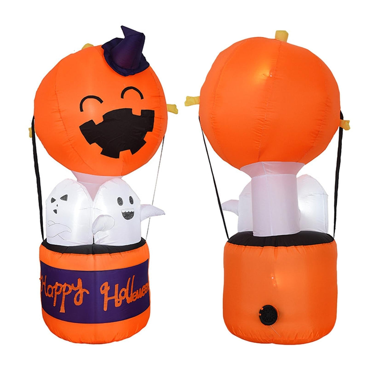 Light Up Pumpkin Hot Air Balloon Inflatable Outdoor Decoration with Glowing Ghosts