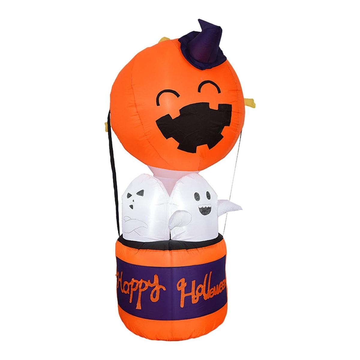 Light Up Pumpkin Hot Air Balloon Inflatable Outdoor Decoration with Glowing Ghosts