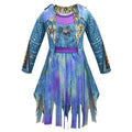 Kids Pirate Costume Dress with Skull Graphic Tattered Hem and Faux Gilet Overlay