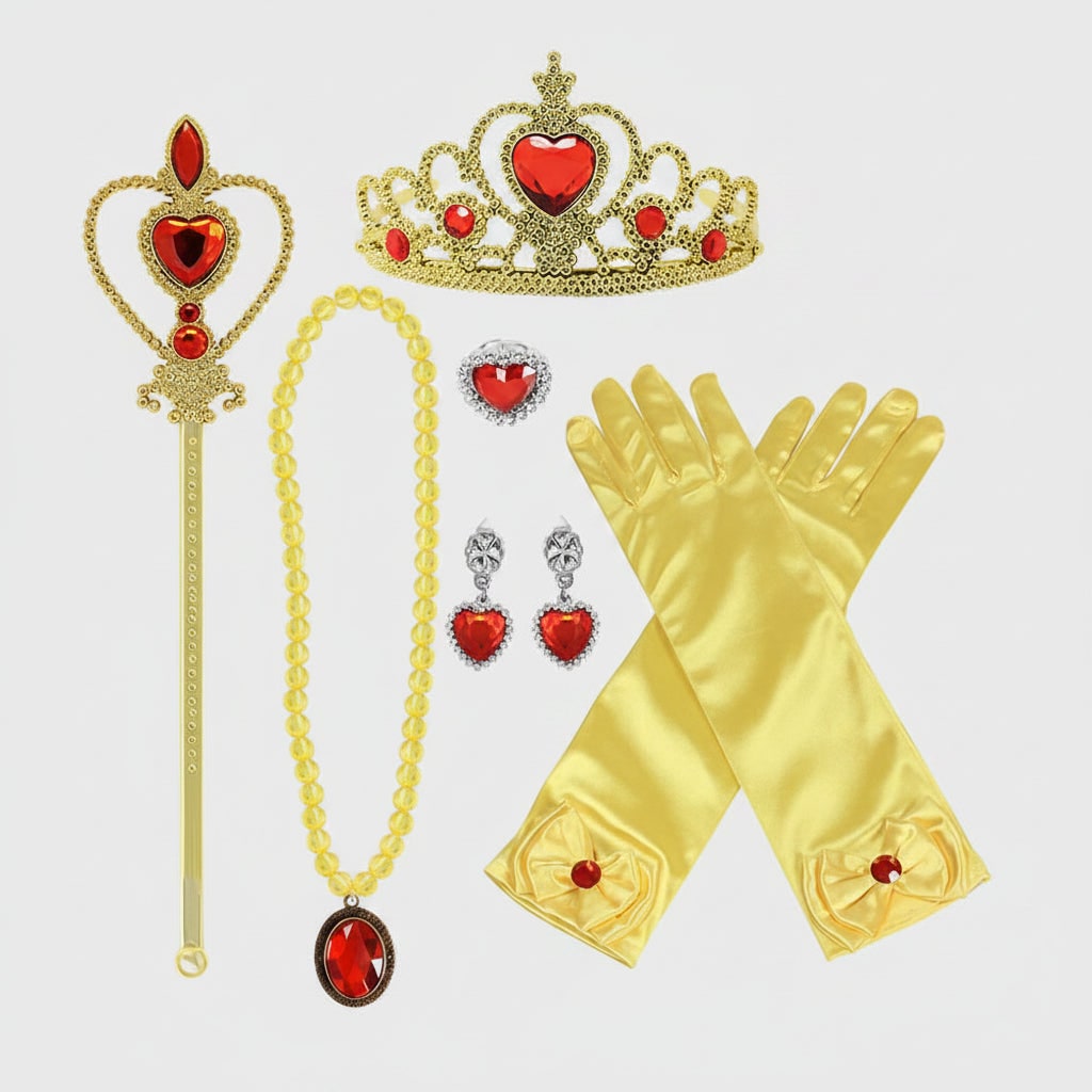 Kids Halloween Costumes Princess Dress Up Set with Tiara Scepter and Gloves for Girls