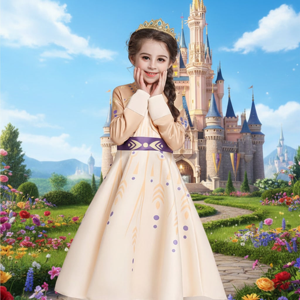 Kids Halloween Costumes Princess Dress Up Set with Tiara Scepter and Gloves for Girls
