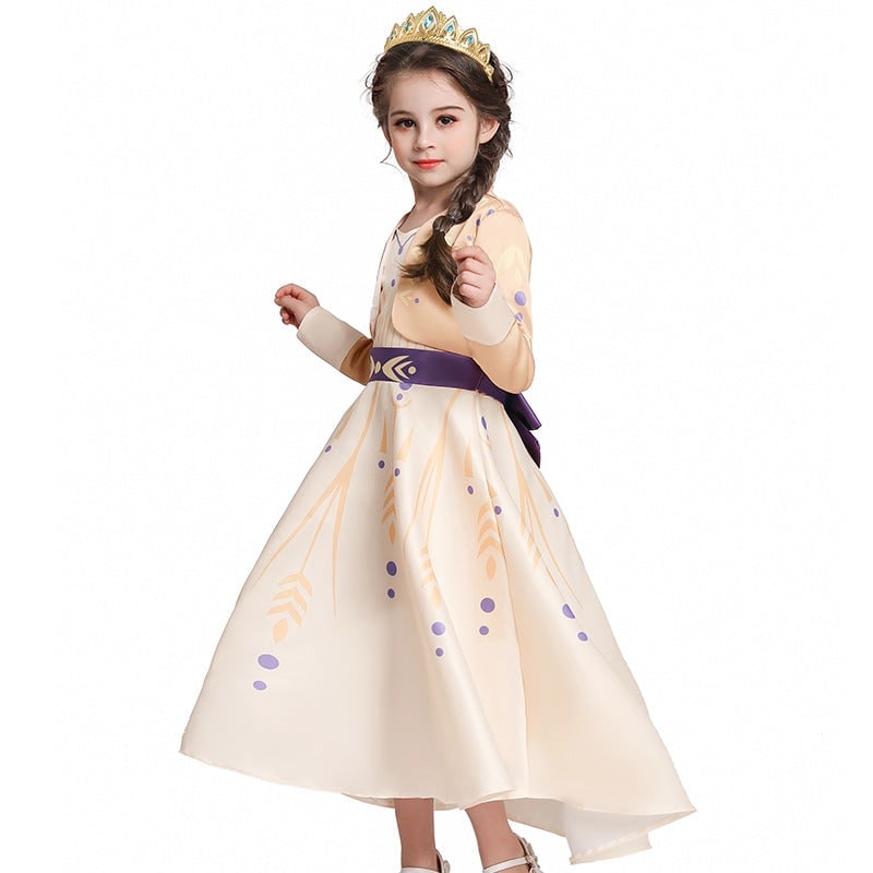 Princess Halloween Costume Dress for Girls with Long Sleeves and Sash Bow
