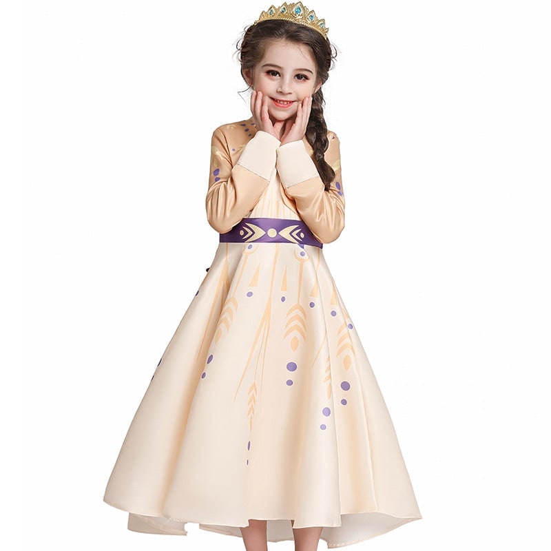 Princess Halloween Costume Dress for Girls with Long Sleeves and Sash Bow