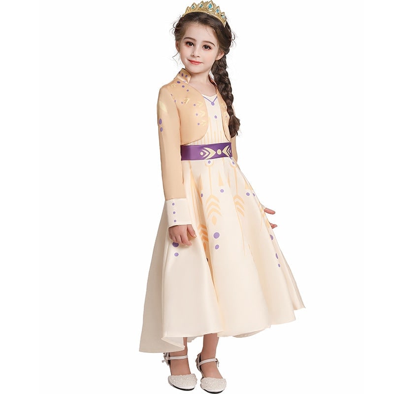 Princess Halloween Costume Dress for Girls with Long Sleeves and Sash Bow